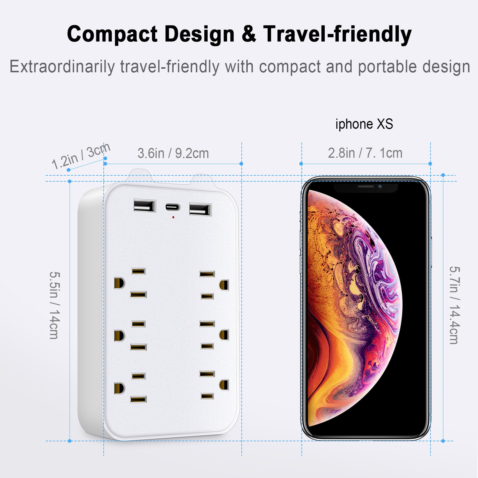 Portable US Converter Smart Socket One Six Hole 6AC+2USB+1TYPEC Power Extension Socket 10A 110V 5V Plug Standard CN Usage Power