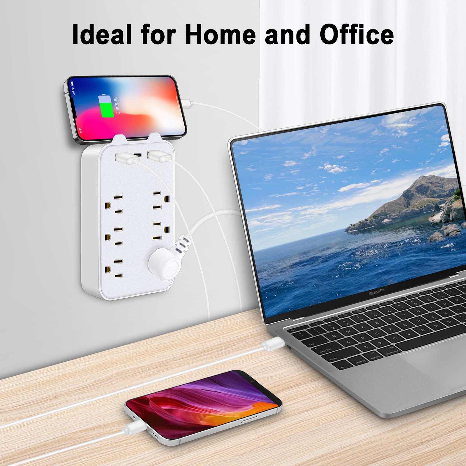 Portable US Converter Smart Socket One Six Hole 6AC+2USB+1TYPEC Power Extension Socket 10A 110V 5V Plug Standard CN Usage Power