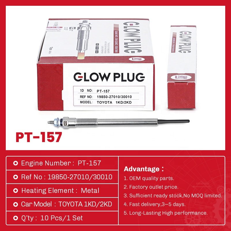 1D High Quality Auto Parts Glow Plug PT-157 19850-27010 19850-30010 for TOYOTA 1KD 2KD