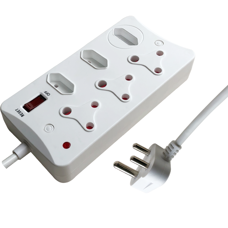 Factory Design White 16 Amp,16a 0.5m South African Type 6 Outlets Multiple Plugs Extension Socket Power Strip
