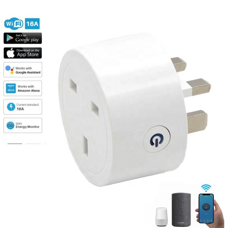 Tuya 16A UK WiFi Smart Plug Power Monitor Smart Socket APP Remote Control Compatible Alexa Google Assistant Google Assistant
