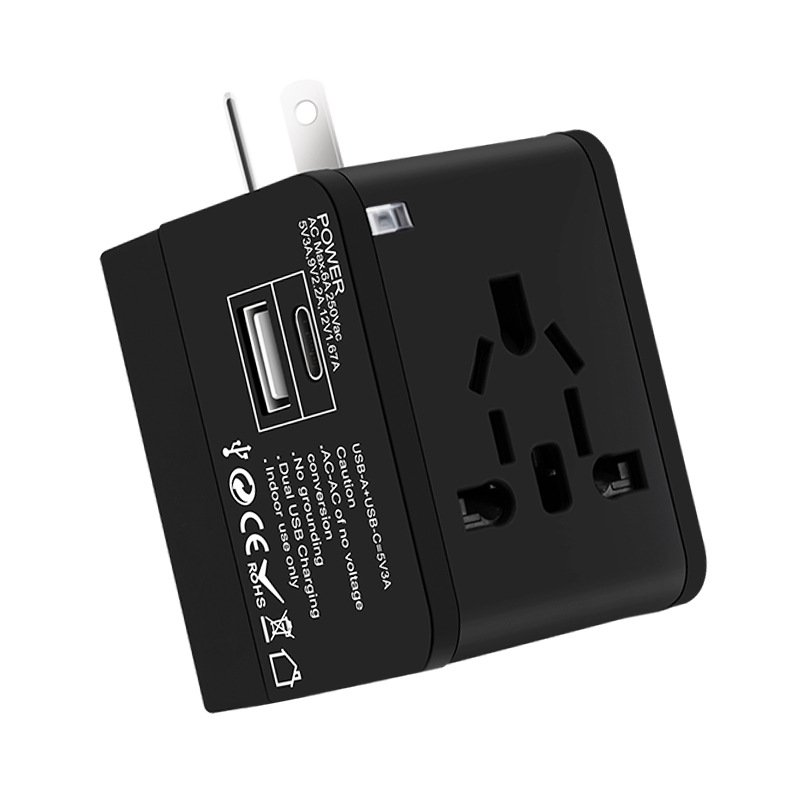 Universal Travel Adapter with USB and Type-C All in One Socket Portable Multi Charger Plug for EU UK US AU