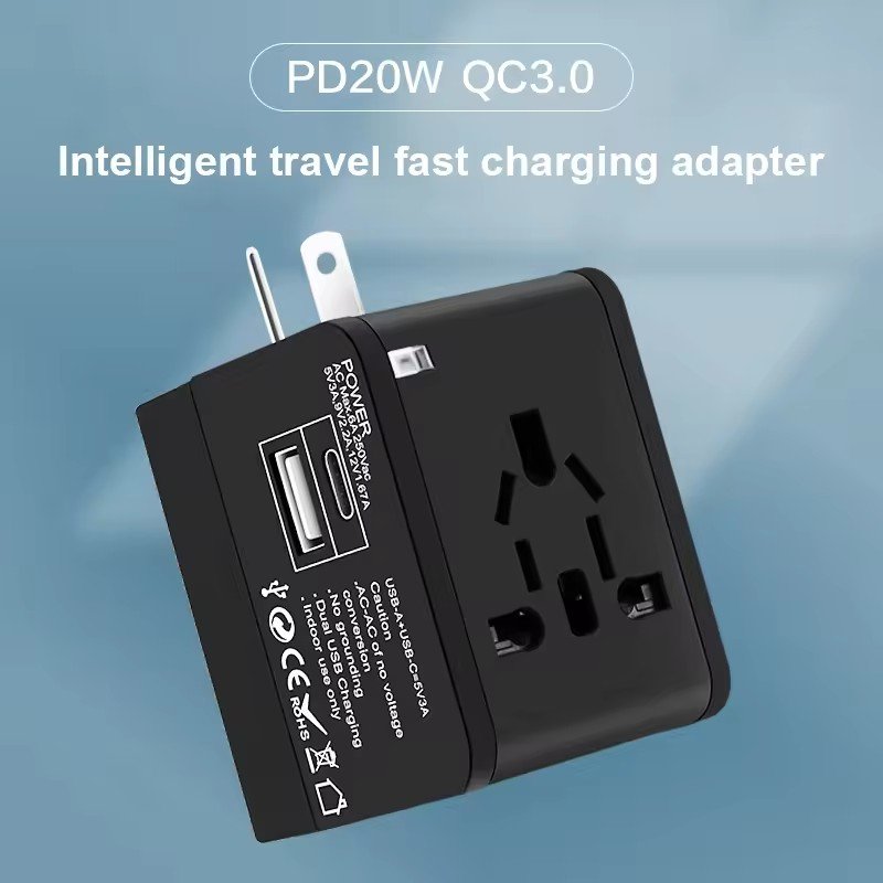 Universal Travel Adapter with USB and Type-C All in One Socket Portable Multi Charger Plug for EU UK US AU