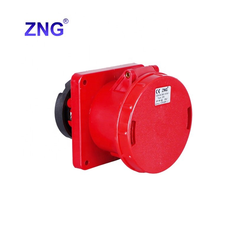 IP67 Three Phase 380V/415V Panel Mount Industrial Socket 5 Pin 125A