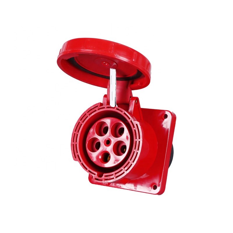 IP67 Three Phase 380V/415V Panel Mount Industrial Socket 5 Pin 125A