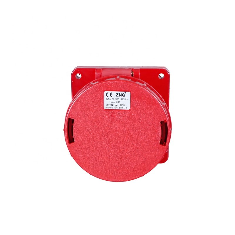 IP67 Three Phase 380V/415V Panel Mount Industrial Socket 5 Pin 125A
