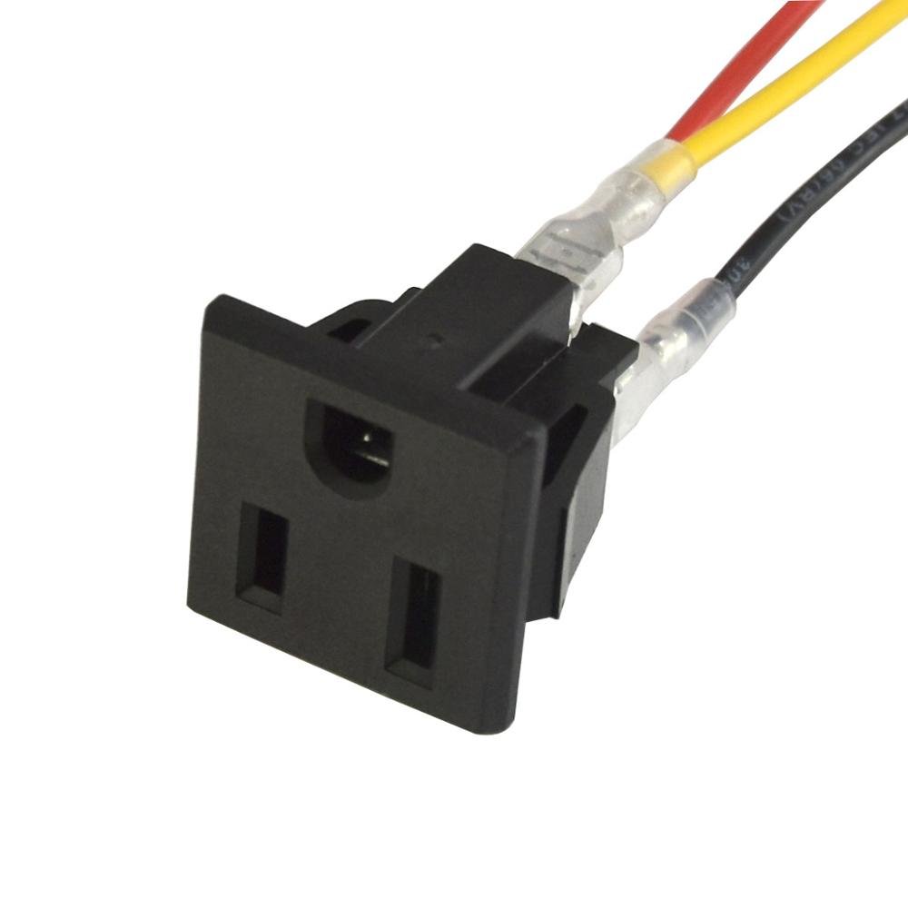 US 15A 125V AC 3Pin Power Socket Outlet Plug Power Receptacle with 3pcs Wiring