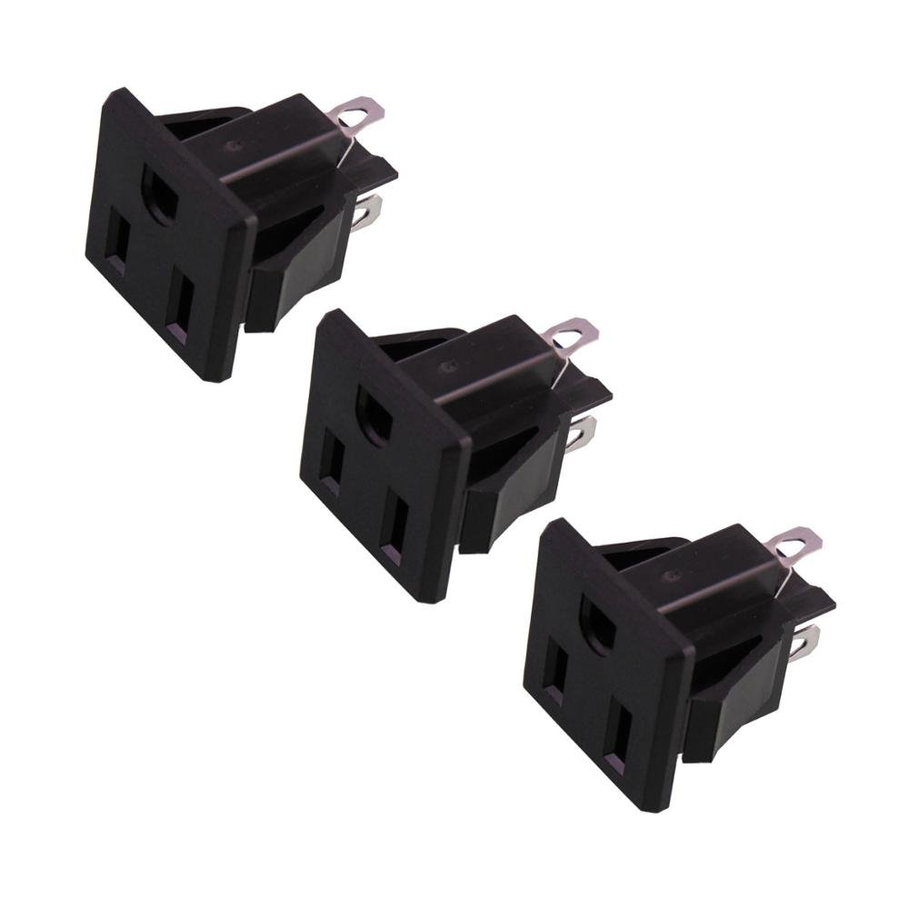 US 15A 125V AC 3Pin Power Socket Outlet Plug Power Receptacle with 3pcs Wiring