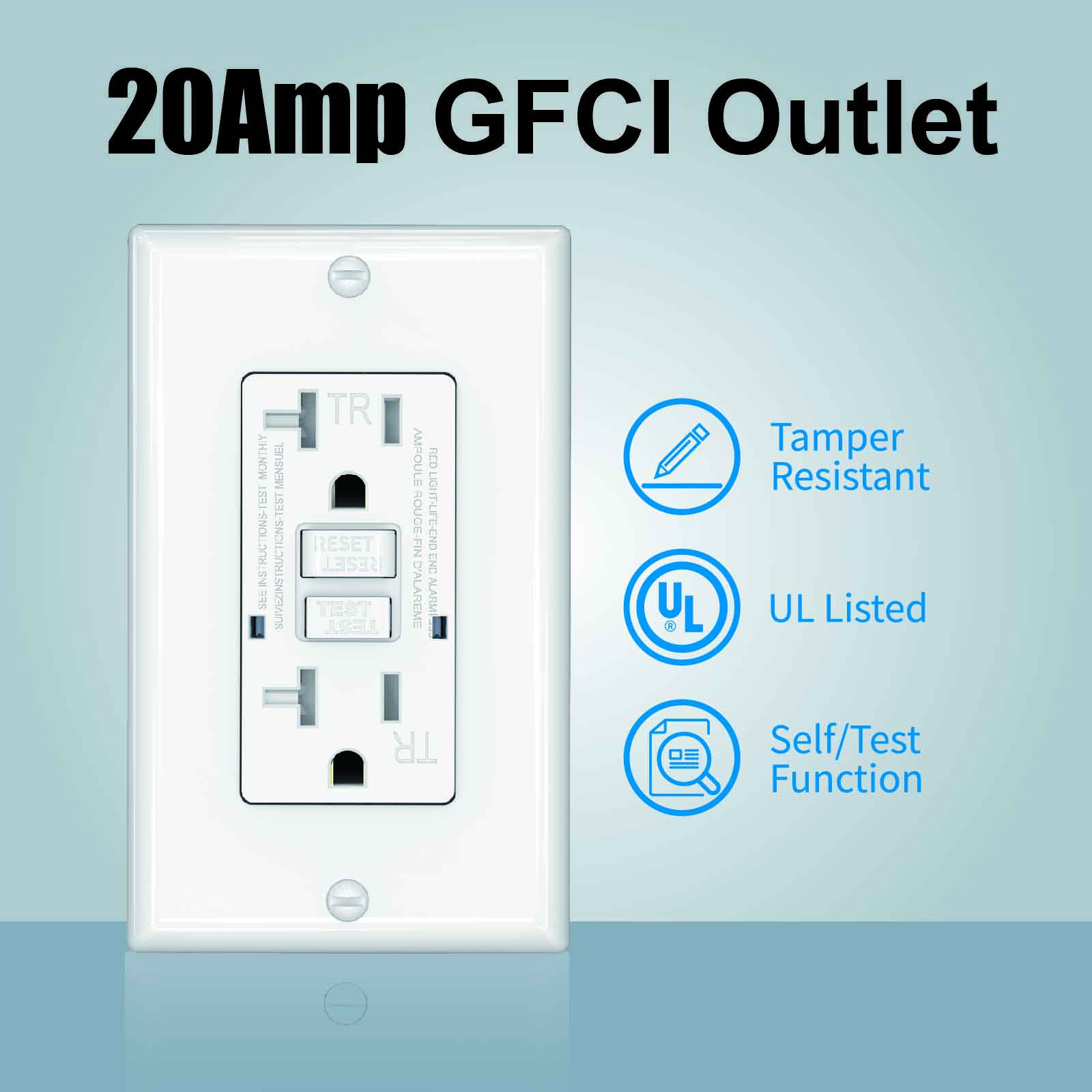Free samples American Smart Duplex Self-Test 125V 15Amp Tamper Resistant TR GFI Wall Outlet GFCI Receptacle Socket