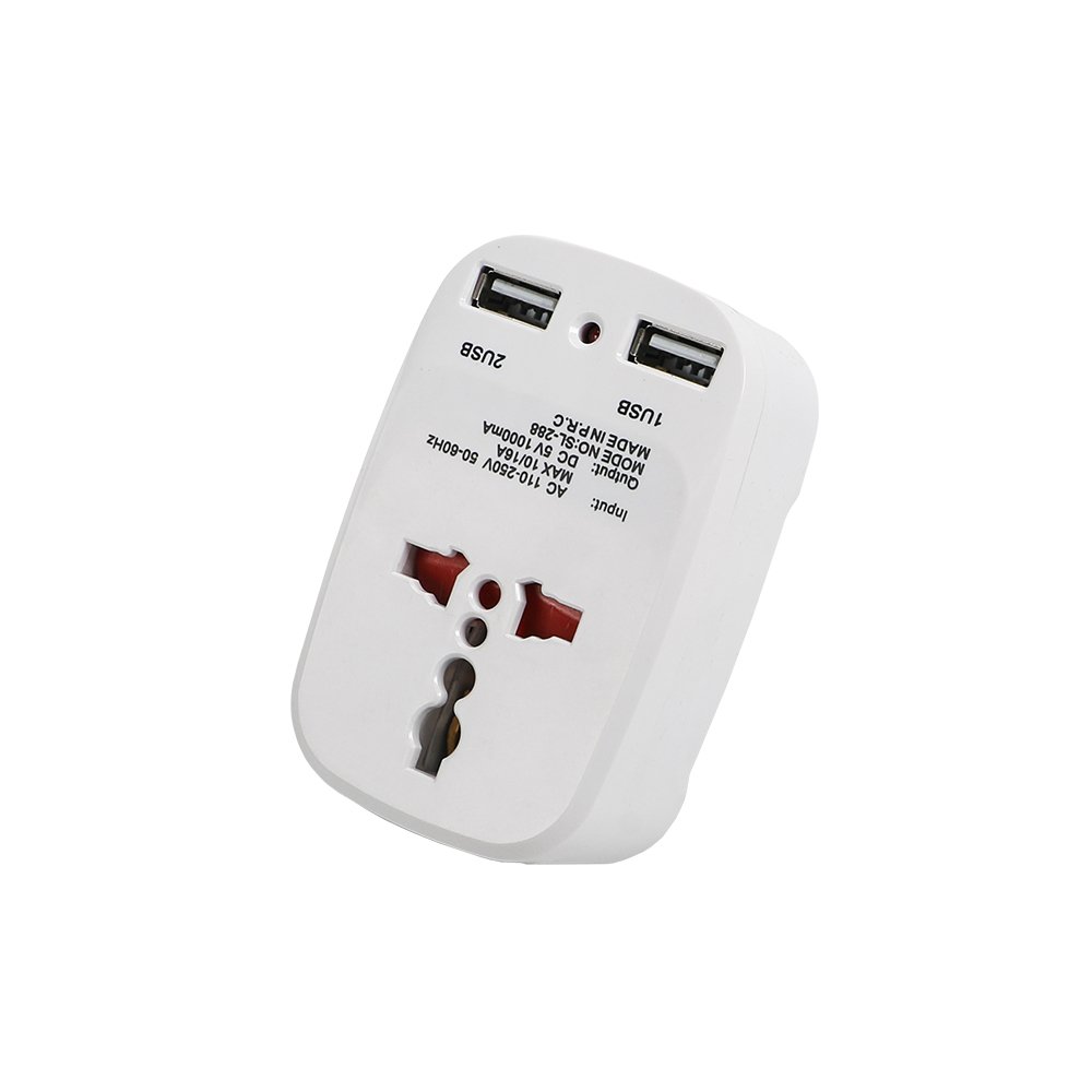 International AC Power EU UK Travel Adapter UK Plug To Universal Socket Double Usb Charging Fast