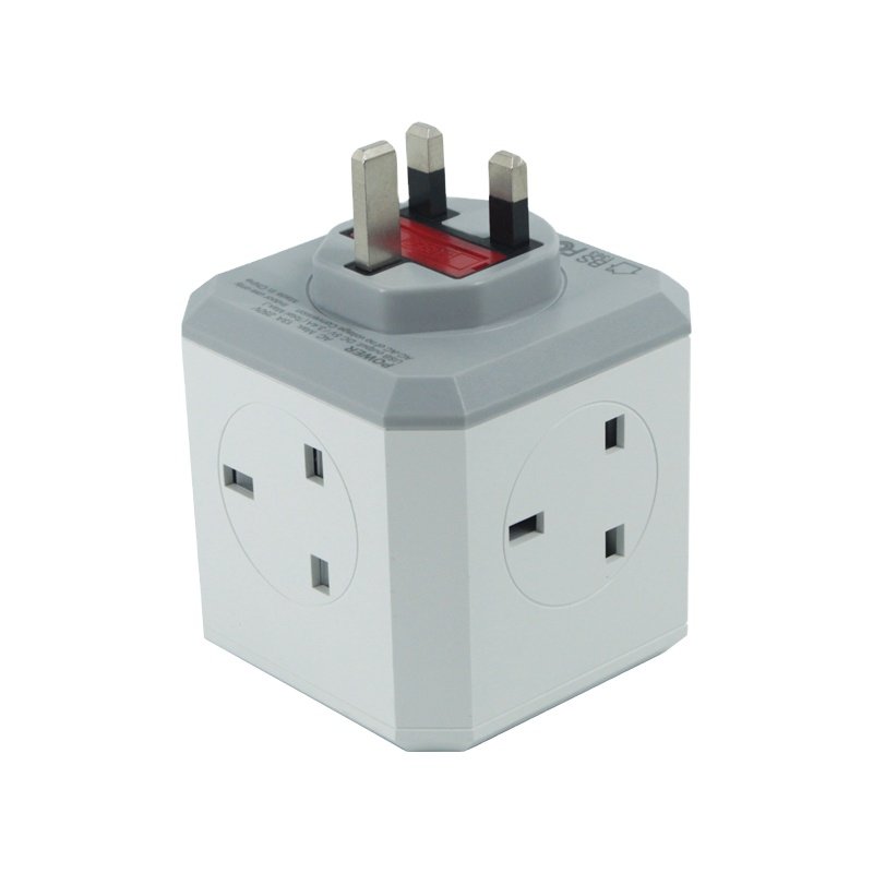 home office UK power Cube Extension Lead with USb-C 4 Way Power Strip with 3 USB Ports Rubik's Cube UK Power Socket with Switch