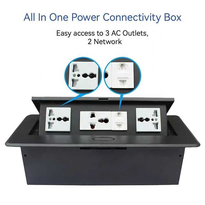 Universal Multi Smart Office Desk electricity accessories table socket box Alloy pop up socket charger plug