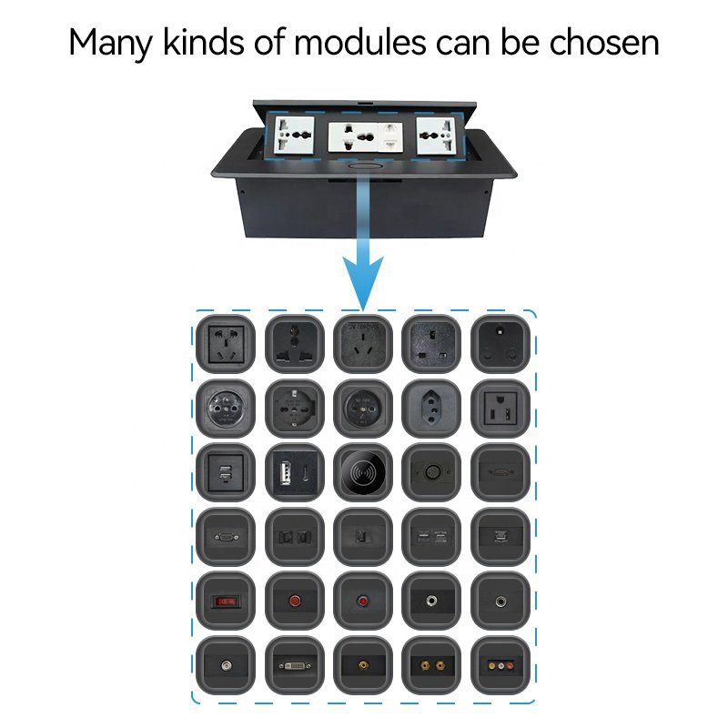 Universal Multi Smart Office Desk electricity accessories table socket box Alloy pop up socket charger plug