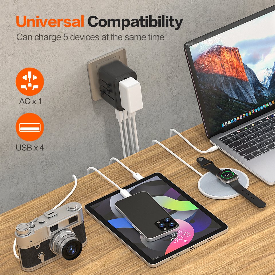 Worldplug UK EU US AU wall outlet converter charger adaptor international universal world travel plug adapter with 4 usb