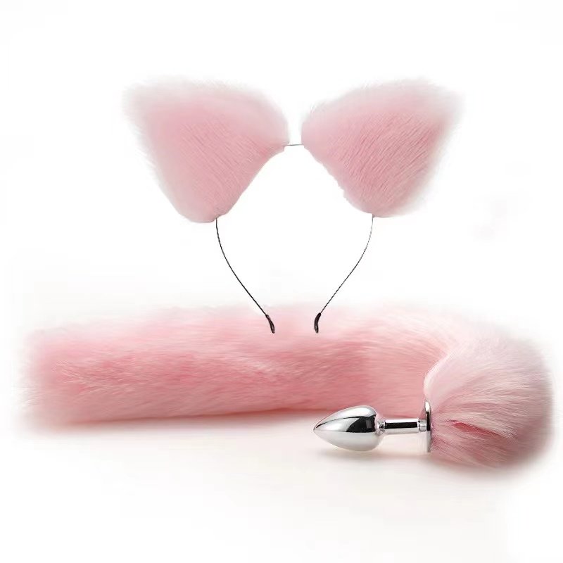 New Fox Tail Anal Plug Cat Rabbit Ears Headbands Set Feather Anals Plug Anus Stimulate Adult Product Sex Erotic Accessories