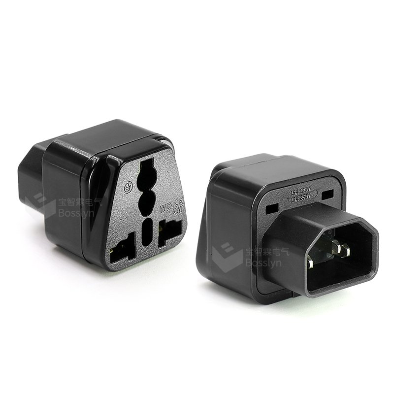 IEC 320 C14 Male to C13 Female Power Adapter Universal Female AU/US/UK/EU conversion plug