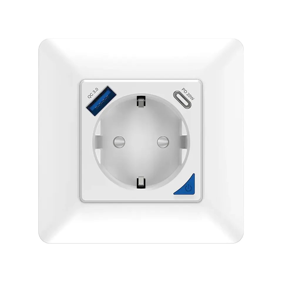 Langyeao EU Smart Socket Type-C WiFi/ZigBee Smart Wall Socket Tuya Quick Charge PD20W with Power Monitoring Wall Plug