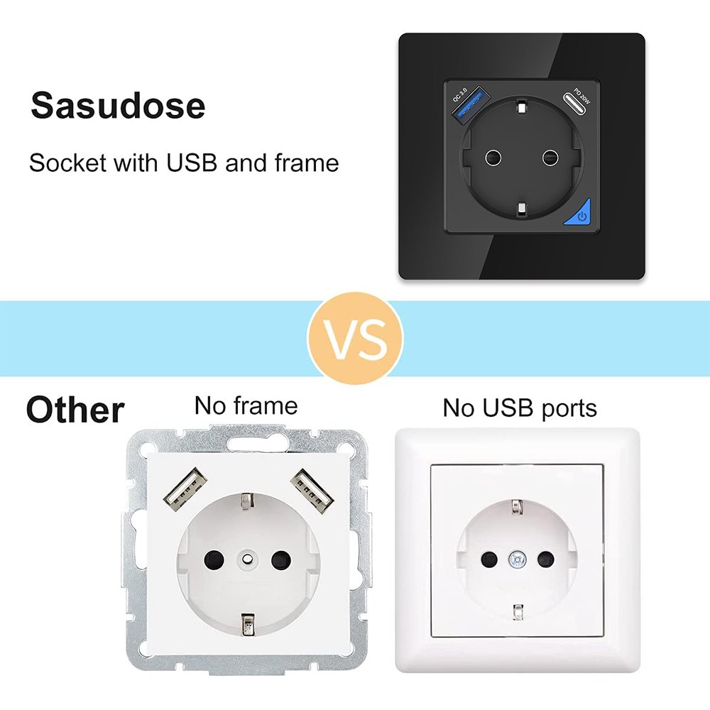 Langyeao EU Smart Socket Type-C WiFi/ZigBee Smart Wall Socket Tuya Quick Charge PD20W with Power Monitoring Wall Plug