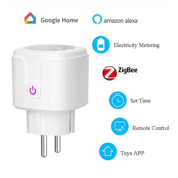 Tuya Zigbee EU Smart Plug With Power Monitoring 16A Socket Plug For Home