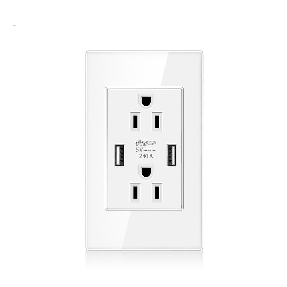 Tempered Crystal Glass Panel 120mm*72mm, AC 110~250V, Thailand 15A Electric Plug Outlet, Thai Standard Wall Power Socket