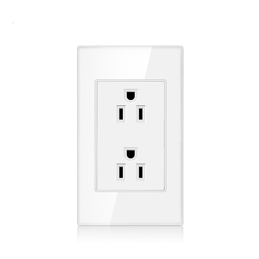 Tempered Crystal Glass Panel 120mm*72mm, AC 110~250V, Thailand 15A Electric Plug Outlet, Thai Standard Wall Power Socket