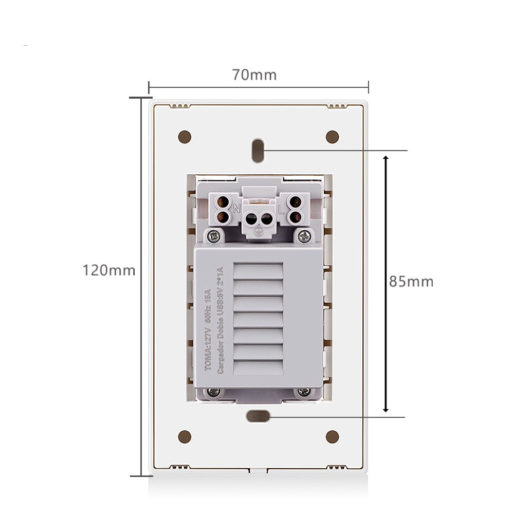 Tempered Crystal Glass Panel 120mm*72mm, AC 110~250V, Thailand 15A Electric Plug Outlet, Thai Standard Wall Power Socket