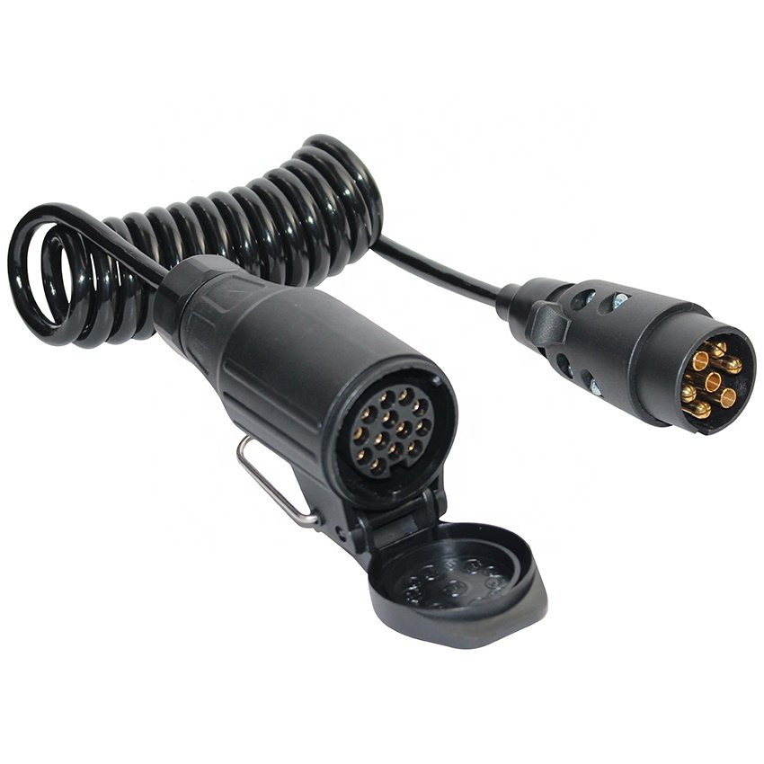 High Quality 7x0.5mm2 Coiled Truck Cord Cable 7 Pin Trailer Plug Cable Assembly For Car