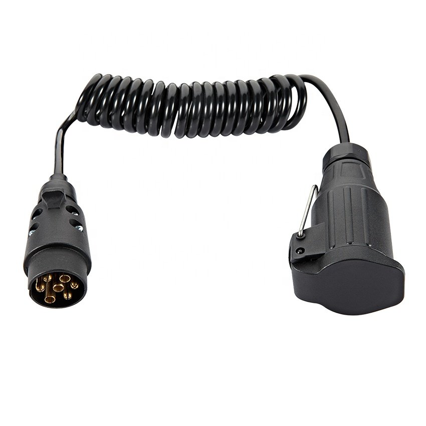 High Quality 7x0.5mm2 Coiled Truck Cord Cable 7 Pin Trailer Plug Cable Assembly For Car