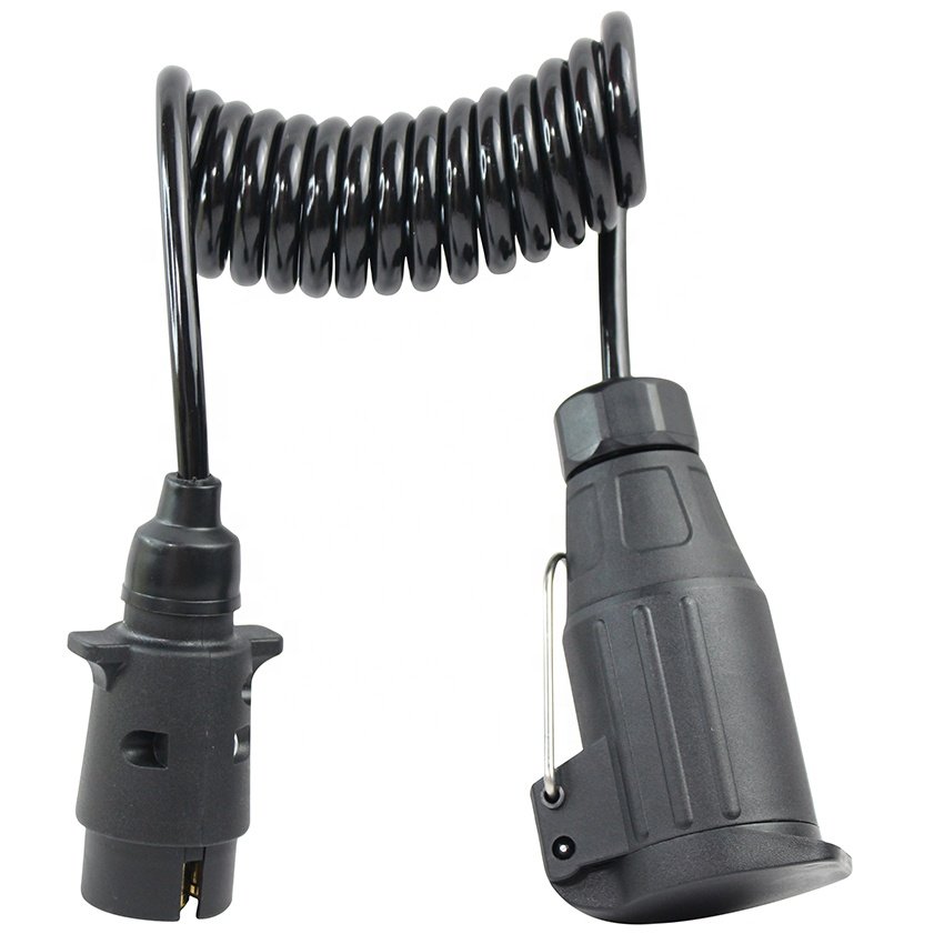 High Quality 7x0.5mm2 Coiled Truck Cord Cable 7 Pin Trailer Plug Cable Assembly For Car