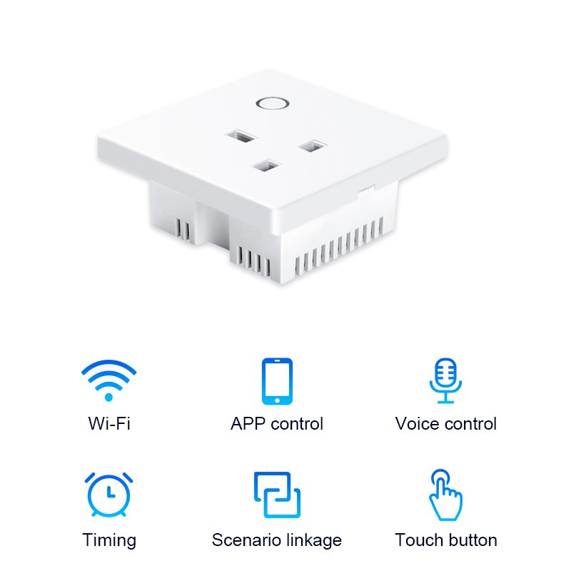 CNSKOU Factory Hot Selling Alexa Google home Wifi Smart UK British smart home Plug electrical wall switches and Sockets Outlet