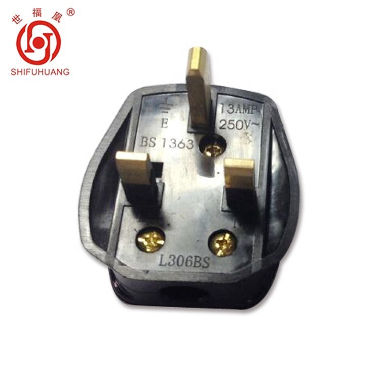 13A plug pin British UK brass flat pin Electric 3 pin plug top UK Brass Electrical Plug