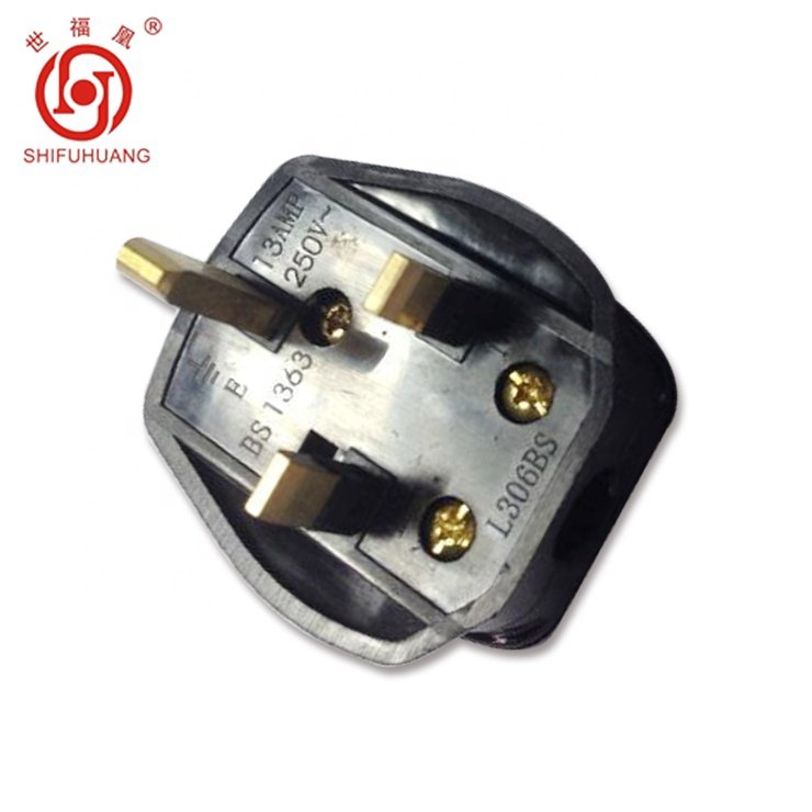 13A plug pin British UK brass flat pin Electric 3 pin plug top UK Brass Electrical Plug