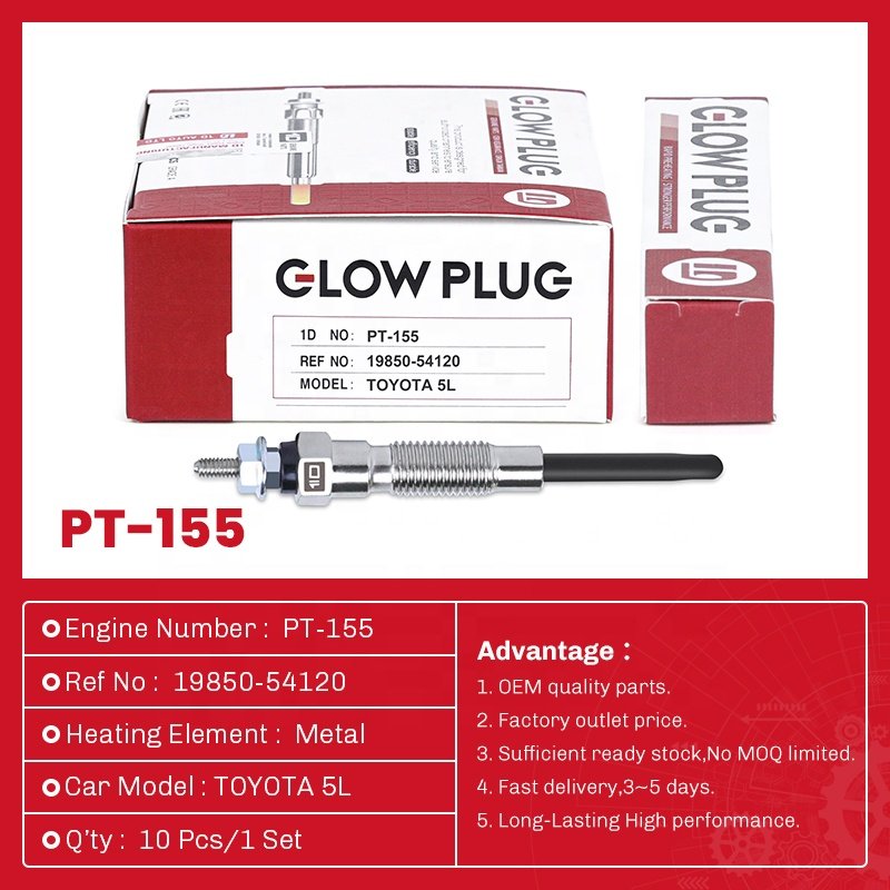 High Quality Auto Parts Manufacturer Glow Plug PT-155 19850-54120 for TOYOTA 5L