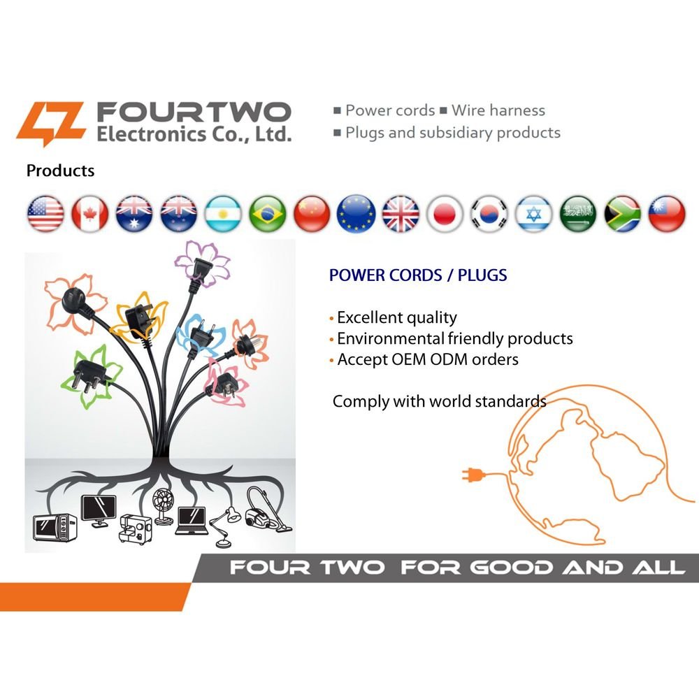 UL approved 2 pin us plug with cable