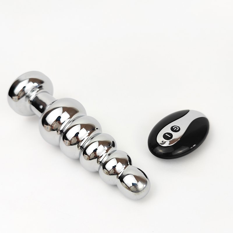 GINYA Vibrating Anal Plug for Men Metal Vibrating Anal Bead With Remote Controller Adult Sex Toy Female Butt Anal Plug