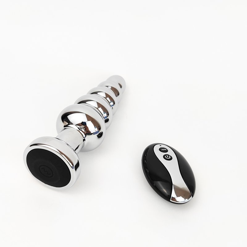 GINYA Vibrating Anal Plug for Men Metal Vibrating Anal Bead With Remote Controller Adult Sex Toy Female Butt Anal Plug