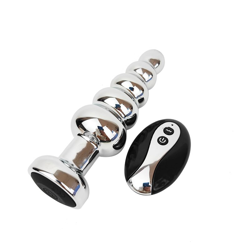 GINYA Vibrating Anal Plug for Men Metal Vibrating Anal Bead With Remote Controller Adult Sex Toy Female Butt Anal Plug