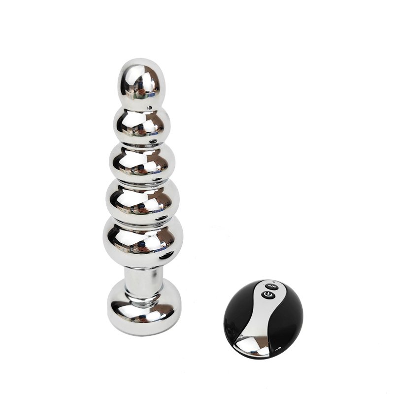 GINYA Vibrating Anal Plug for Men Metal Vibrating Anal Bead With Remote Controller Adult Sex Toy Female Butt Anal Plug