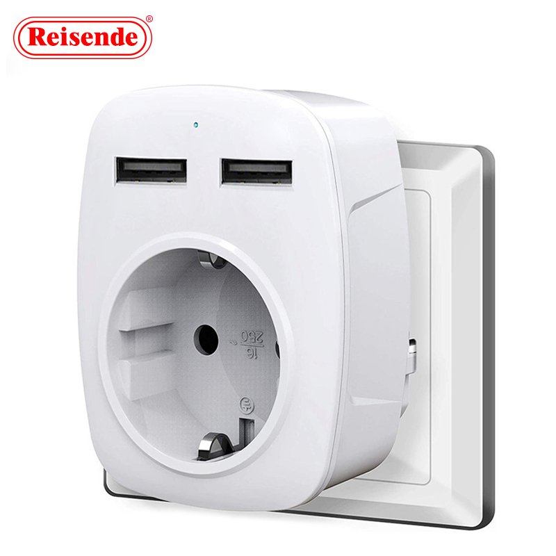 USB Plug Adapter Current Travel Plug Safety Features EU to DE US Single Socket Power Outlet 16A White SDK 20a Wifi Smart Plug