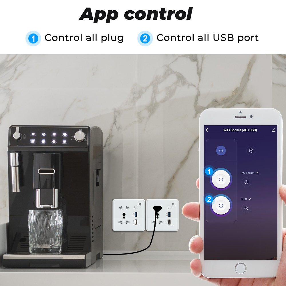 SMATRUL Tuya Wifi Wall Smart Socket US EU UK Plug Tempered Glass Quick Fast Charger 3.0 Usb Socket For Google Home Alexa