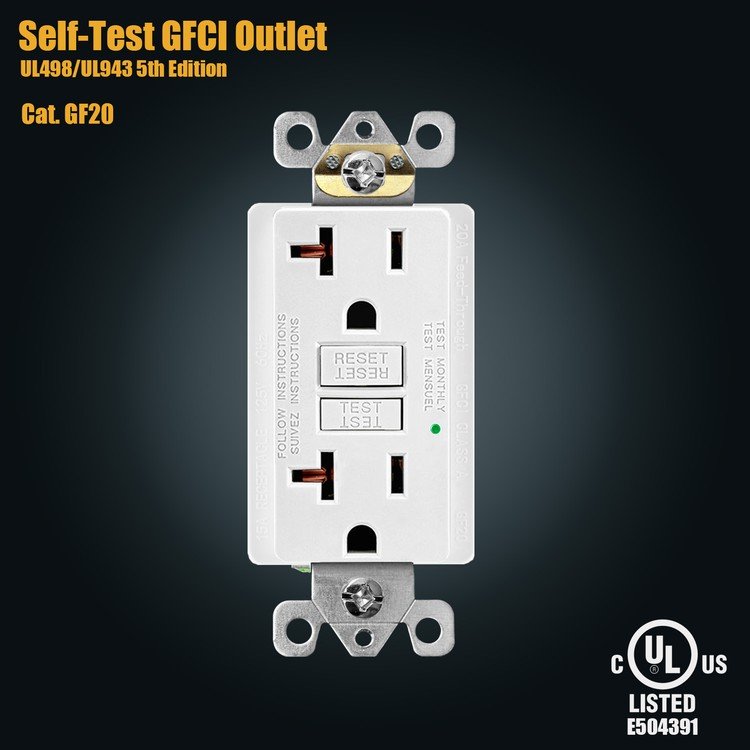 Fahint GF Self Test 15 / 20amp 125v 250v Receptacles Socket 20a Gfci Gfi Tamper Resistant Child Safety Outlet Wall Sockets Usa