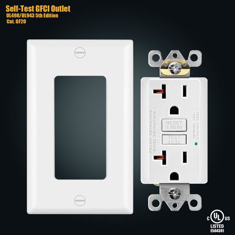 Fahint GF Self Test 15 / 20amp 125v 250v Receptacles Socket 20a Gfci Gfi Tamper Resistant Child Safety Outlet Wall Sockets Usa