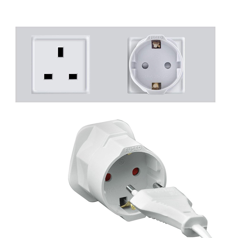 Ireland UAE Travel Converter Plug with Fuse High Power Europe Schuko to UK Plug Adapter 3-Pin EU Converter