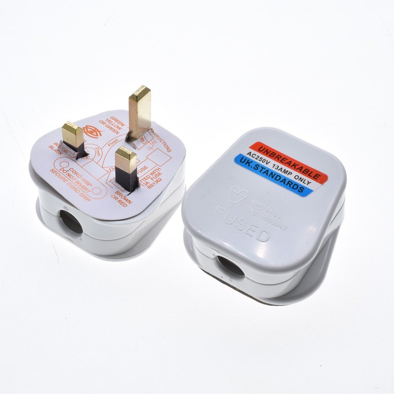 UK Plug Top 13A 250V BS 3 Pins Connector Built-in fuse Type-G Electrical Wiring Power Cord Plug For Appliance Cable