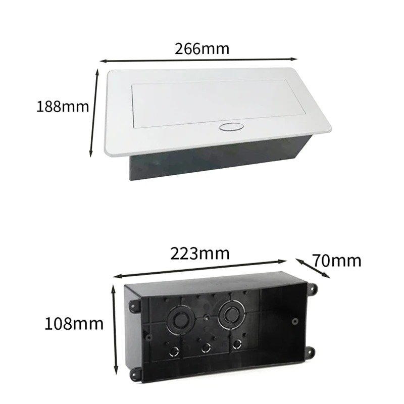 3 Outlets -Up Floor Electrical Outlet Recessed Countertop Socket Floor Outlet Box With 2 USB Ports US Plug Durable