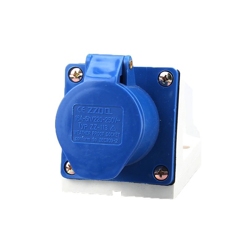 Surface mounted socket ZZ113 2P+E 220V 16A IP44 waterproof industrial plug socket