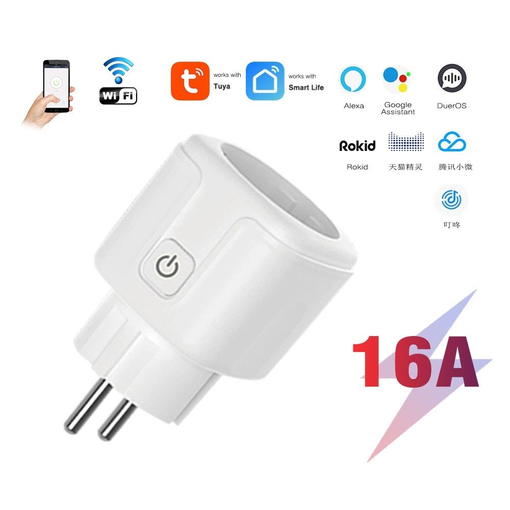 EU plug 16A 220V electric Wireless Smart Power Plug Energy google Alexa Voice Control US Mini WiFi Smart Plug Socket