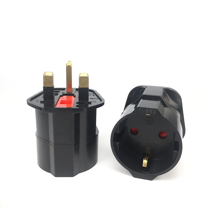 EU France Paris 2 Pin to UK 3 Pin Plug 13A 250V AC Universal European Adapter Travel Converter European to England Connector