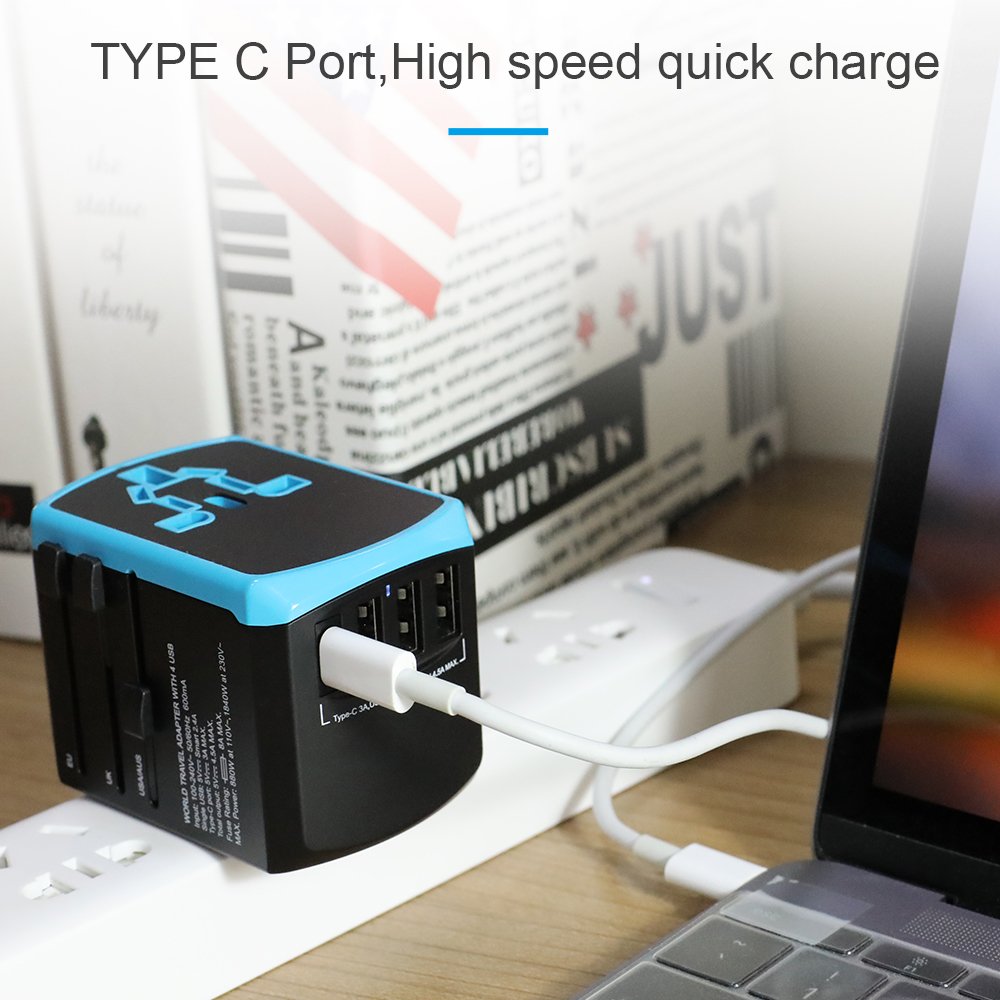 Wontravel USB-C adapter universal travel charger power adaptor socket EU AUS UK US plugs