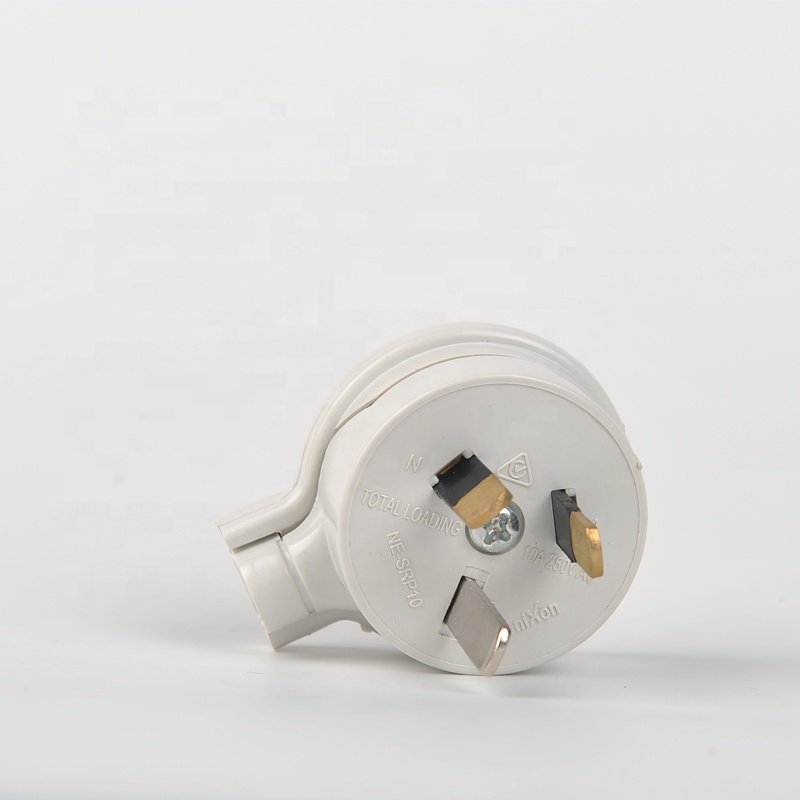 SAA Australia standard 3 Pin side entry top white rewireable Plug Top 10 amp side flat entry Extension electric wall plug AC